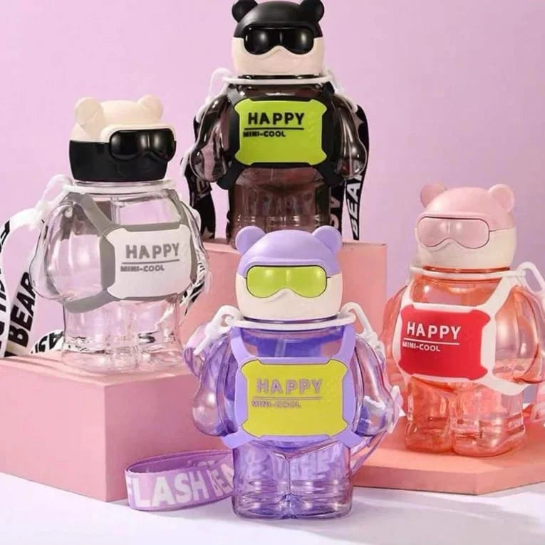 Cute Happy Mini Cool Water Bottle With Straw
