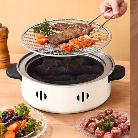 Portable Stainless Steel Barbecue Grill Korean Charcoal Stove Stainless Steel Split BBQ Stove Round Non-stick Barbecue Rack For Outdoor