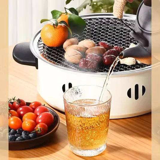 Portable Stainless Steel Barbecue Grill Korean Charcoal Stove Stainless Steel Split BBQ Stove Round Non-stick Barbecue Rack For Outdoor