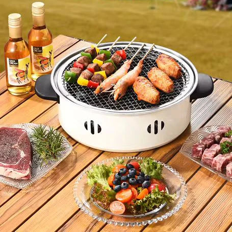 Portable Stainless Steel Barbecue Grill Korean Charcoal Stove Stainless Steel Split BBQ Stove Round Non-stick Barbecue Rack For Outdoor