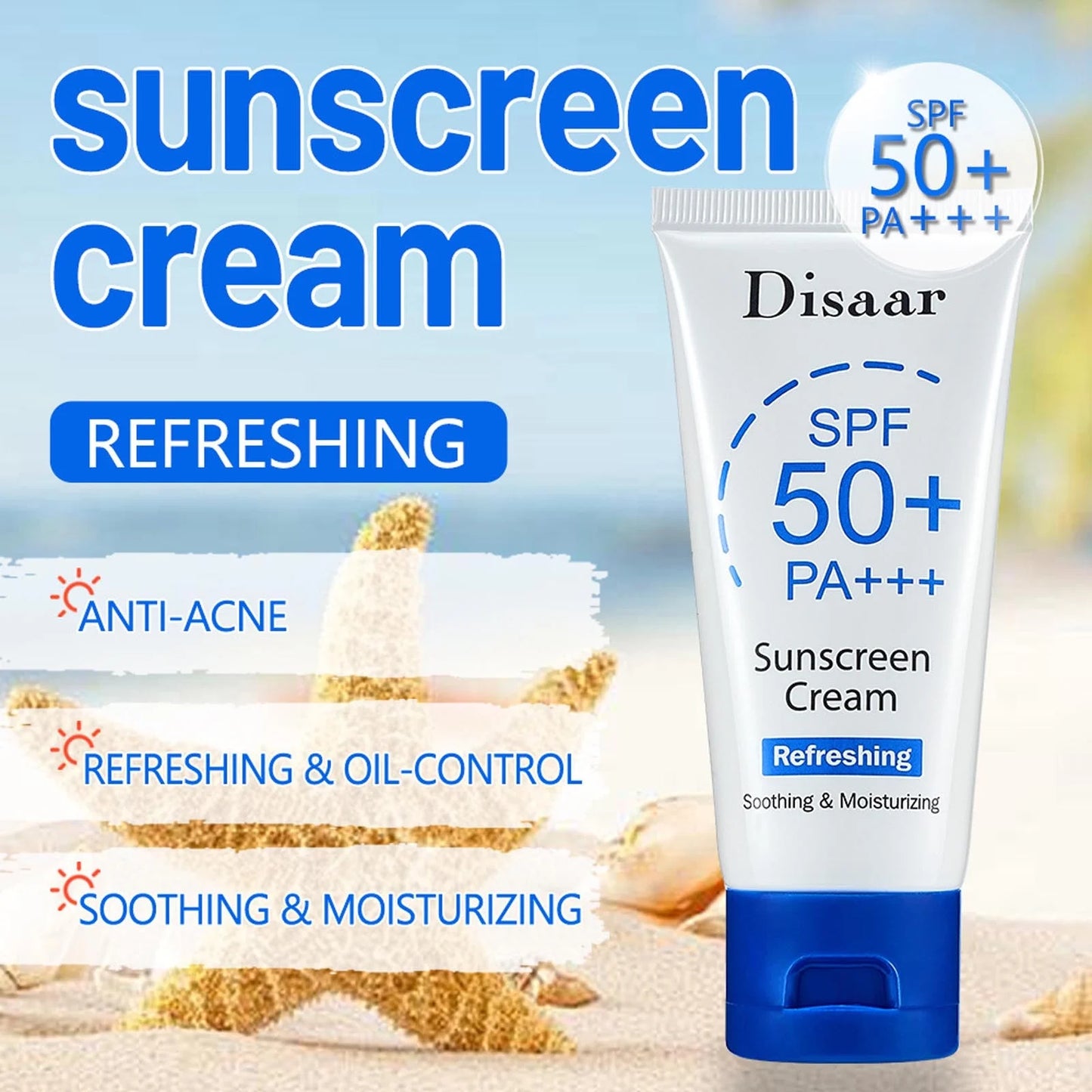 Disaar Salicylic Acid & Rose Extract 50SPF PA+++ Refreshing Soothing And Moisturizing Sunscreen Cream