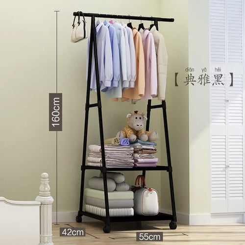Multifunctional Cloth Hanger Rack With Wheels Storage Shelf Cloth Organizer Wardrobe