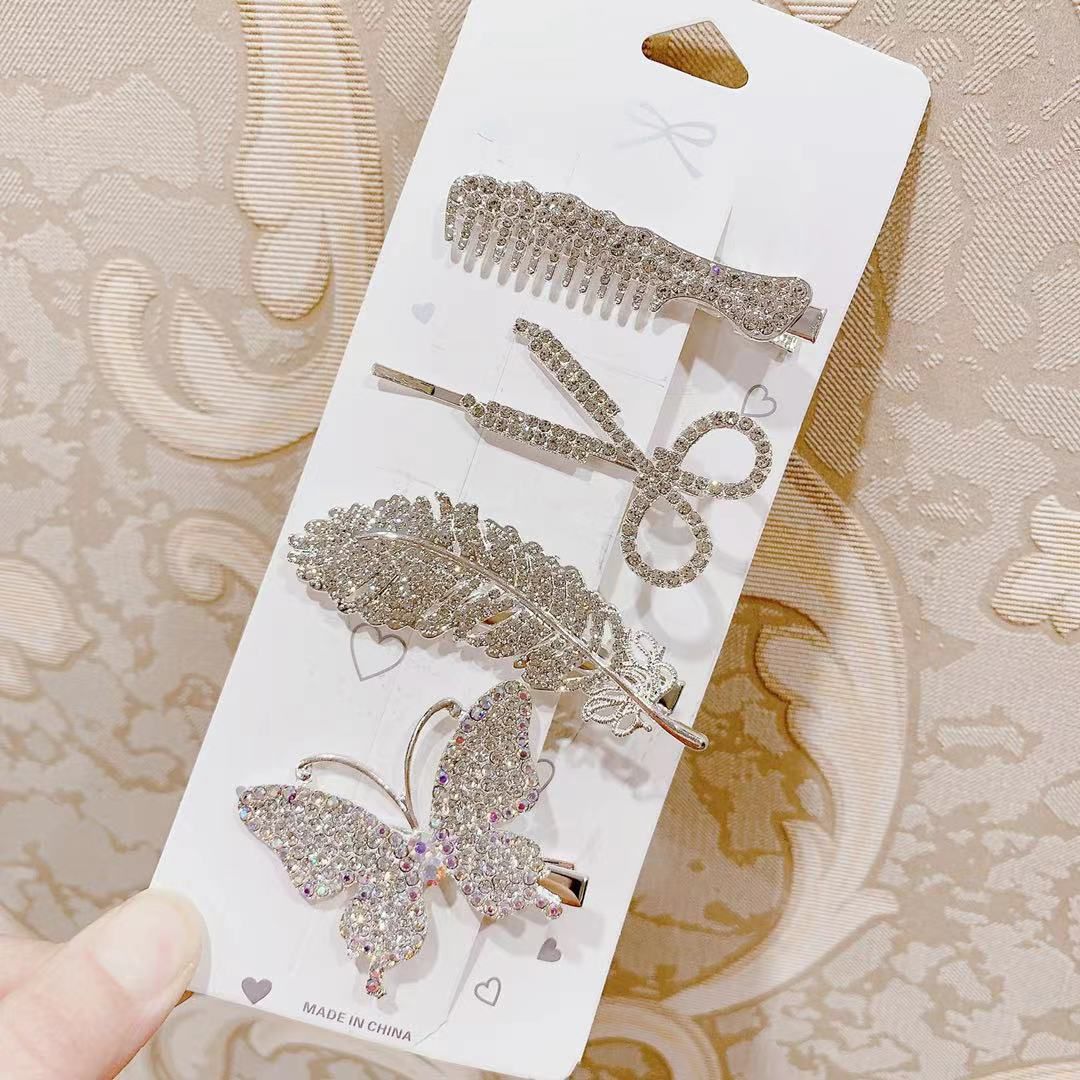 4Pcs Butterfly Scissor Hair Clip Card