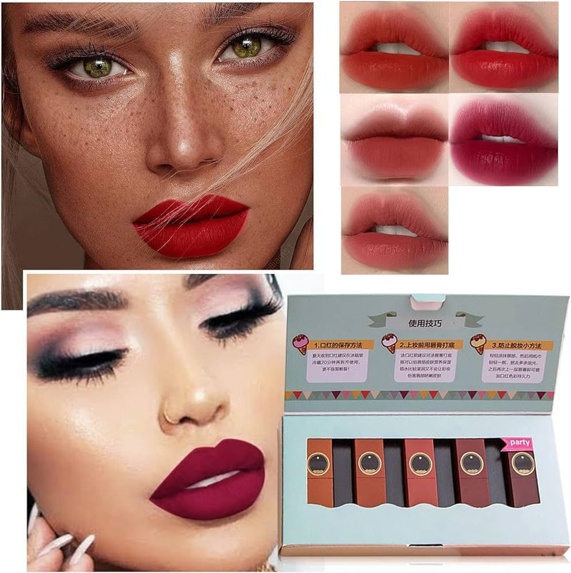 Kaxier 5 Pcs Lipstick Set Velvet Lipstick Long Lasting No Fade Lip Gloss