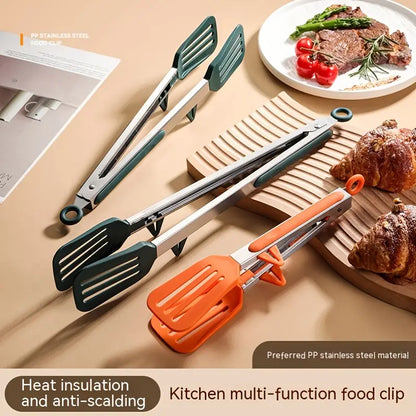 Stainless Steel With Silicone Three Line Food Clip For Fried Steak Tong 12 inch