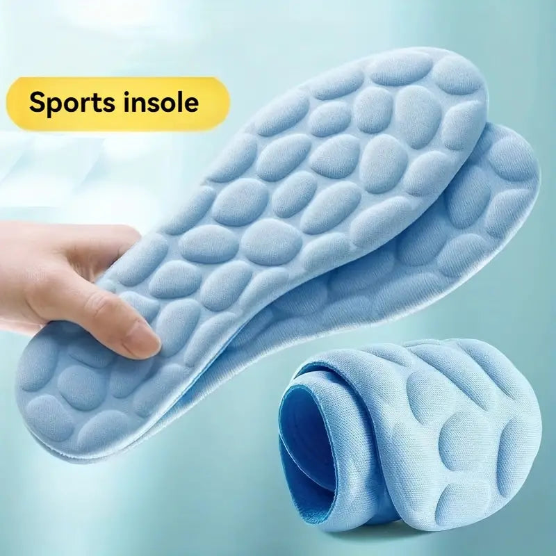 Soft Comfortable Unisex Sports Pain Reliever Shock Absorption Insoles High Elasticity Breathable Foot Cushion Pair