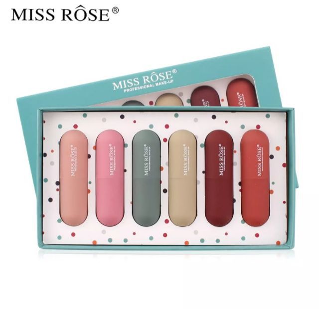 Miss Rose 6 Color Velvet Matte Lipstick  - Set Of 6pcs