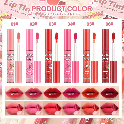 Dragon Ranee Tear Off Peel Off Lip Gloss 6Pcs Set