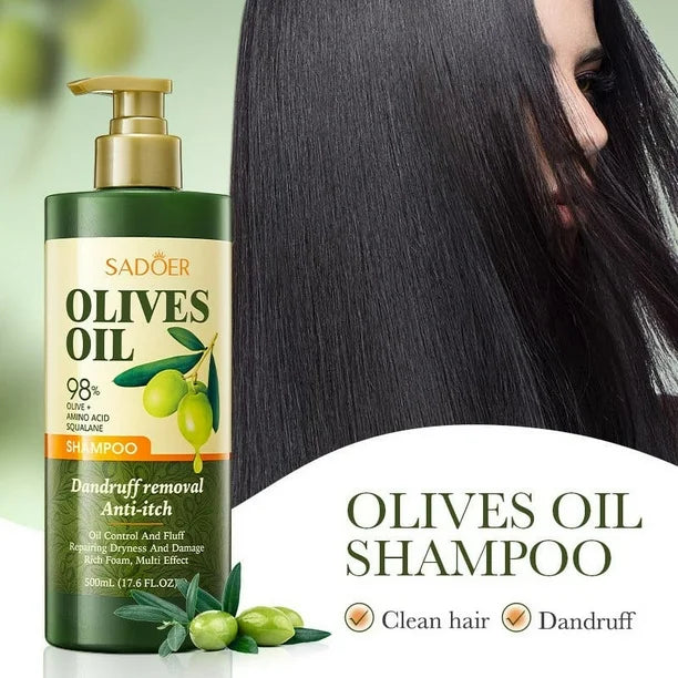 Sadoer Olives Oil 98% Olive + Amino Acid Squalane Nourishing Dandruff Removal Anti-Itch Shampoo 500ml