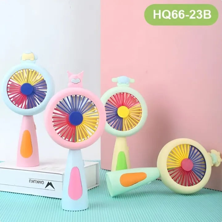 Latest Rechargeable Compact Mini Cute Fan With Colorful Night Lighting For Indoor And Outdoor Use