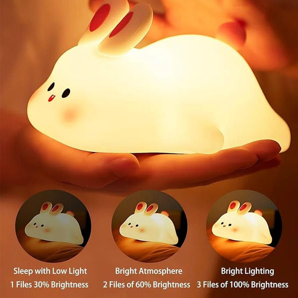 USB Rechargeable Cute Rabbit Silicon LED Lamp Light