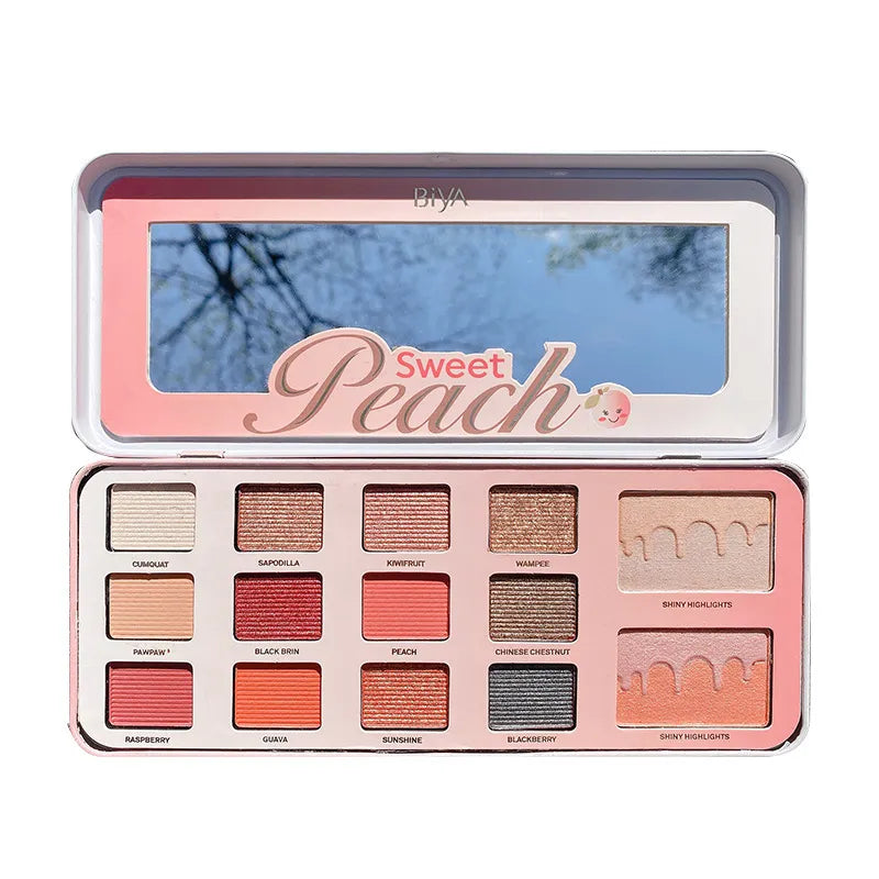 Biya Sweet Peach 12 Color Highlighter Shimmer Eyeshadow Palette