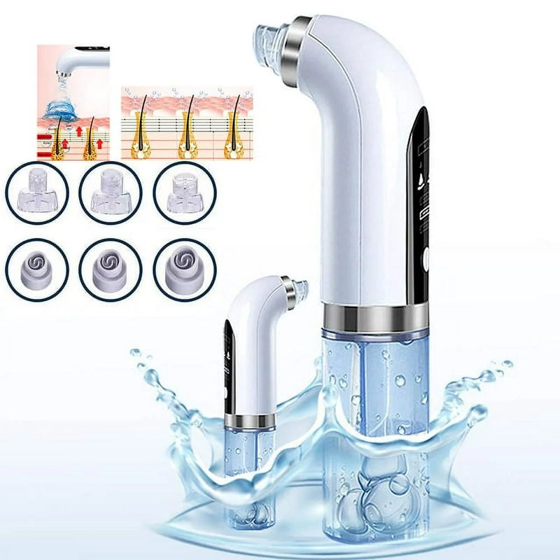 HydraFacial Pore Vacuum Blackhead Remover 2in1 Deep Cleansing and Hydrating Pimple Extractor Tool With 6 Suction Heads 3 Gears Adjustable