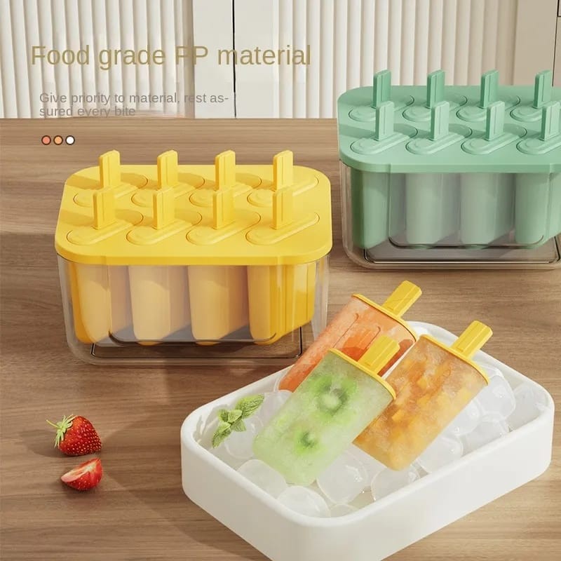 Leak-Proof Silicone Ice Cream Popsicle Mold Includes 8 Sticks