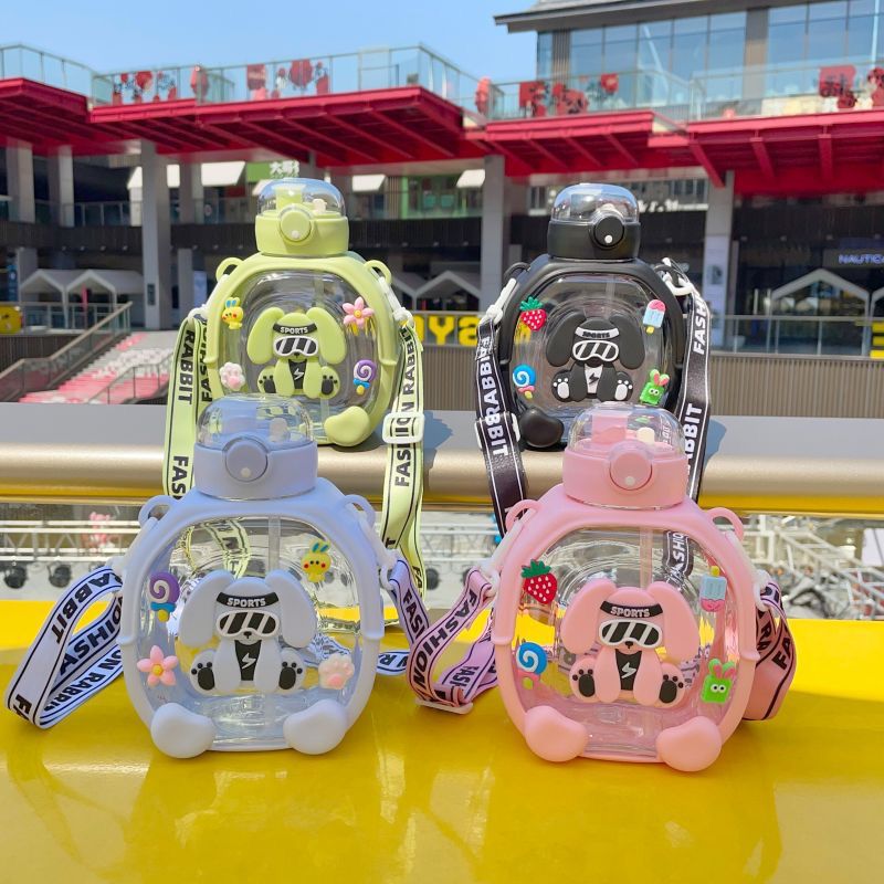 Rabbit Fashion Cute Bear Water Bottle Sipper Bottle With Straw