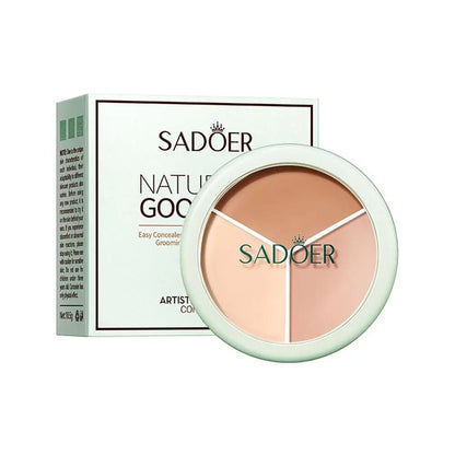 SADOER Artistic Tri-Color Concealer Beautifying Contouring Covering Foundation 10.5g