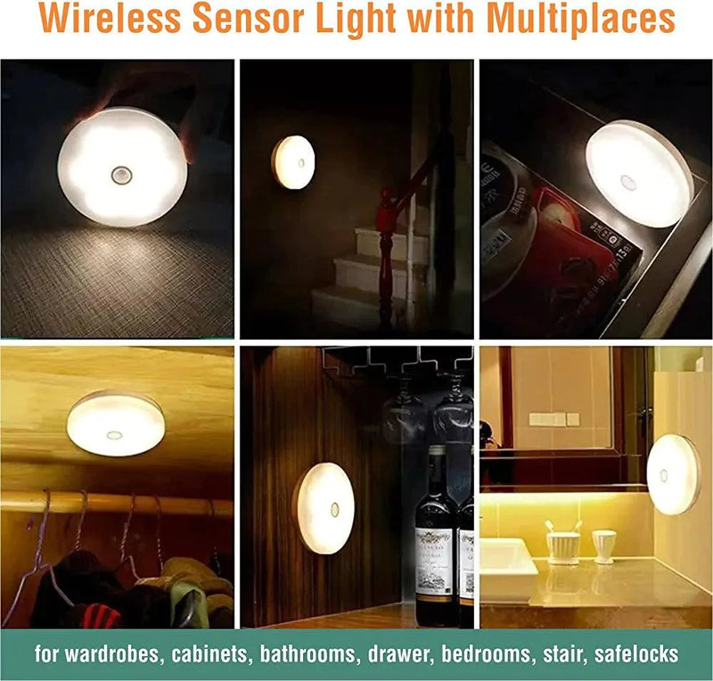 Self Adhesive USB Chargeable Wireless LED Motion Sensor Light With Magnetic Motion Activated