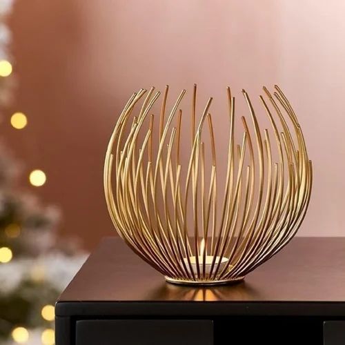 Geometric Metallic Gold Nordic Modern Desktop Candle Holder Stand Without Candle
