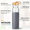 Glass Water Bottle with Wood Lid and Silicone Sleeve