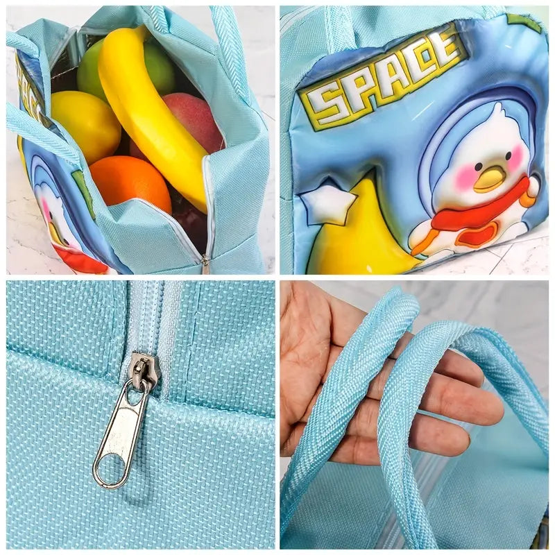 3D Thermal Lunch Bag Cartoon Large Capacity Lunch Bag with Foil Insulation Waterproof