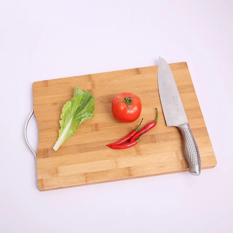 Bamboo Wooden Cutting Board With Stainless Steel Handle