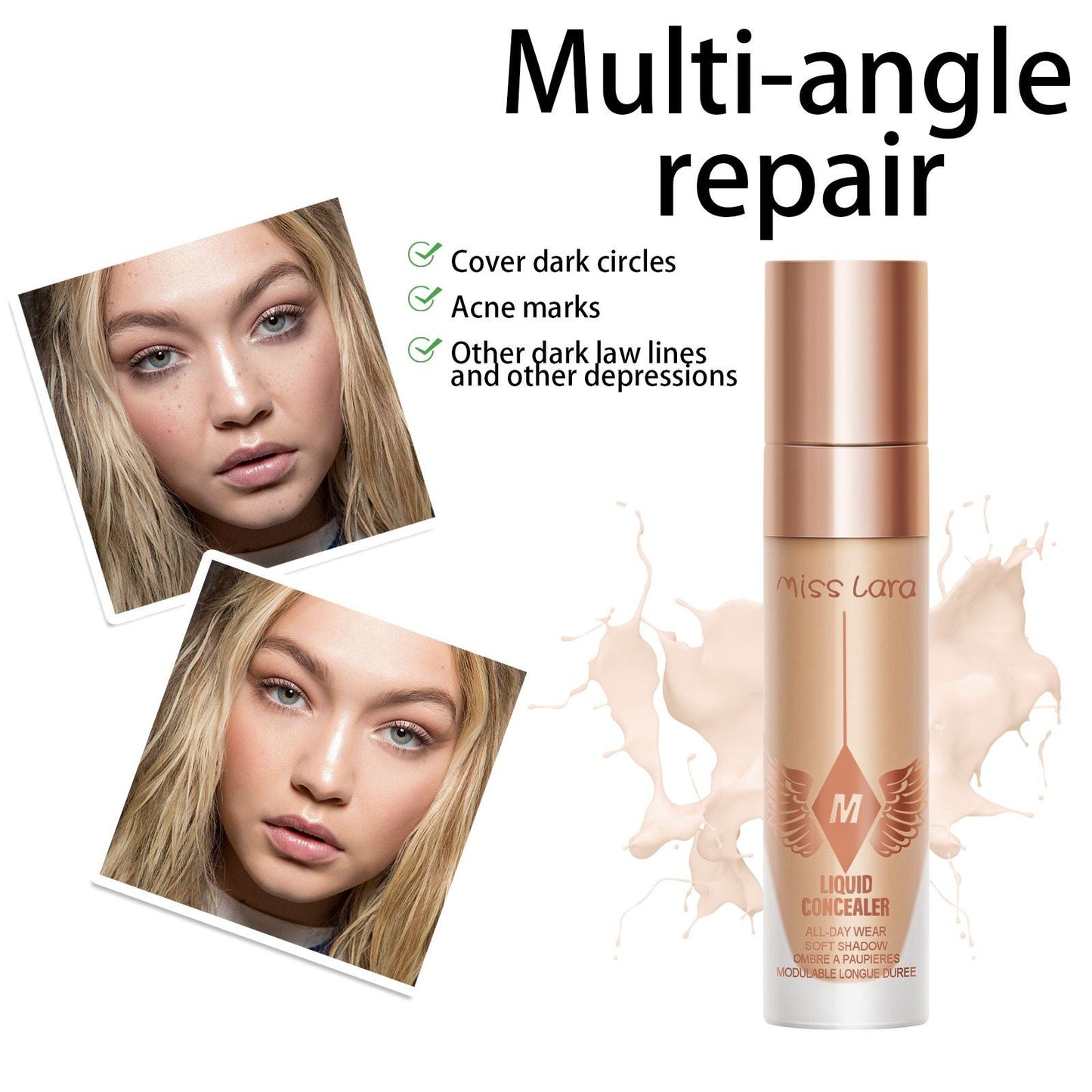 Miss Lara All Day Wear Multi Angle Repair Soft Shadow Liquid Concealer