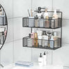 Multifunctional 2 Layer Wall Mounted Sticking Shelf Toiletries Organizer Storage Basket