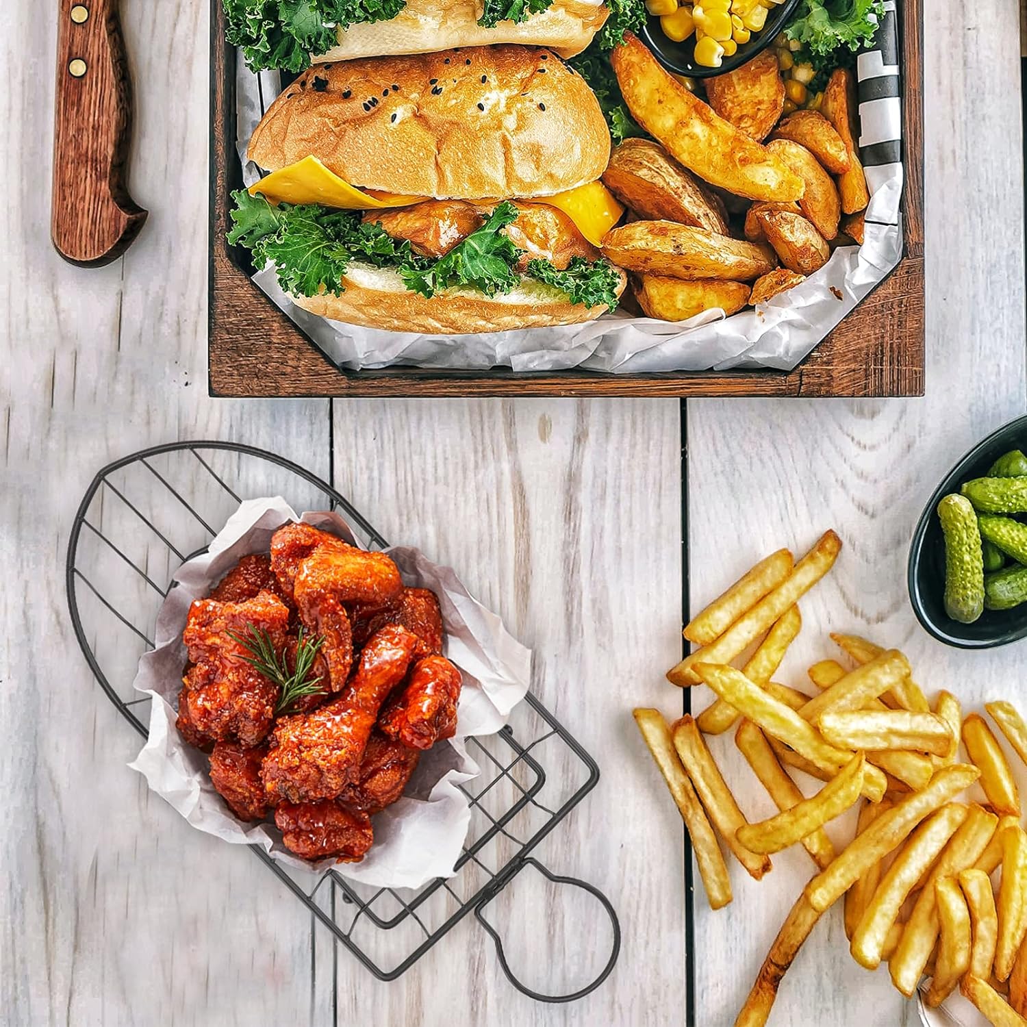 Iron Boat Shape Food Basket For Snack French Fries For Home Restaurant