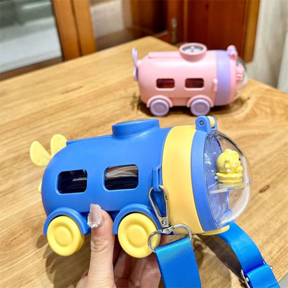 Underwater Adventure Flask Water Bottle With Straw Cartoon Water Bottle For Kids 550ml