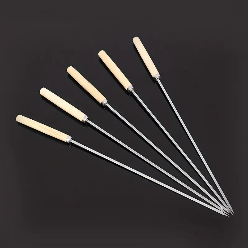 Stainless Steel BBQ Sticks With Wood Handle Pack of 6