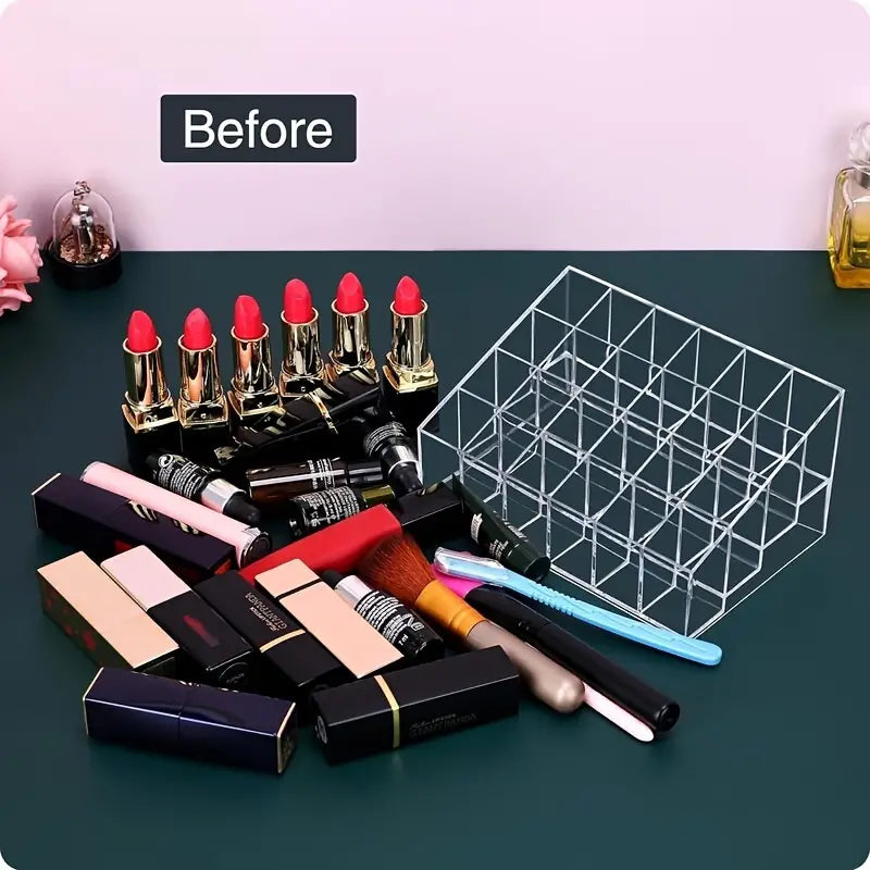 24 Grid Acrylic Clear Lipstick Holder Storage Box