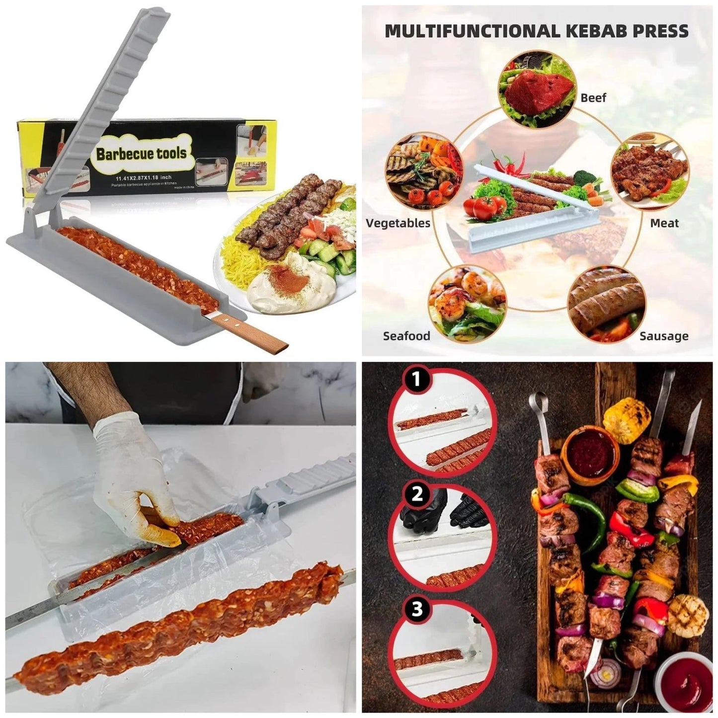 BBQ Meat Skewer Manual Hand Press Kebab Mould BBQ Tools