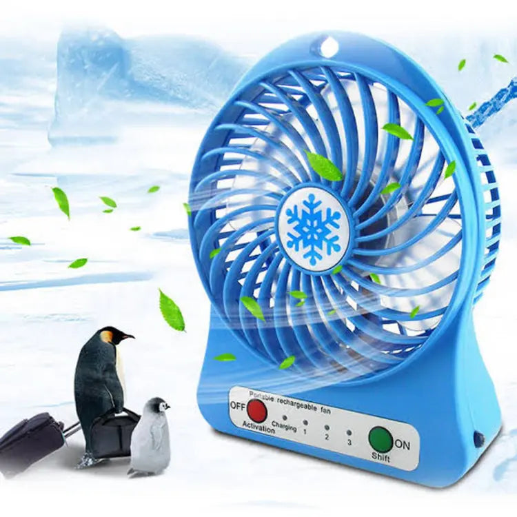 Mini Portable USB Rechargeable 3 Speed Fan With LED Torch Light