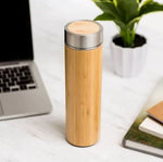 Stainless Steel With Bamboo Vacuum Flask Bottle Tumbler 600ml