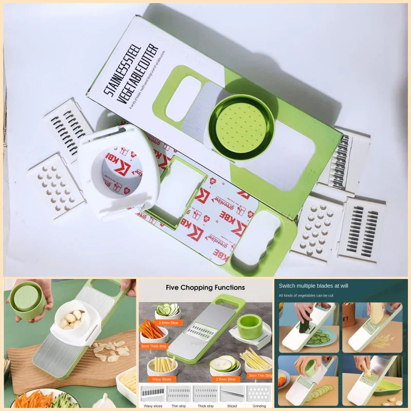 Stainless Steel 5in1 Multifunctional Vegetable Slicer Cutter