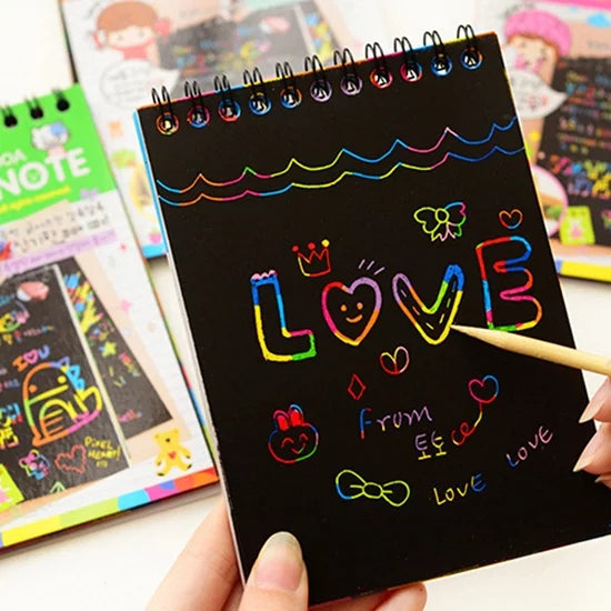 Multicolor Rainbow Kids Magic Drawing Paper Scratch Sketch Notebook