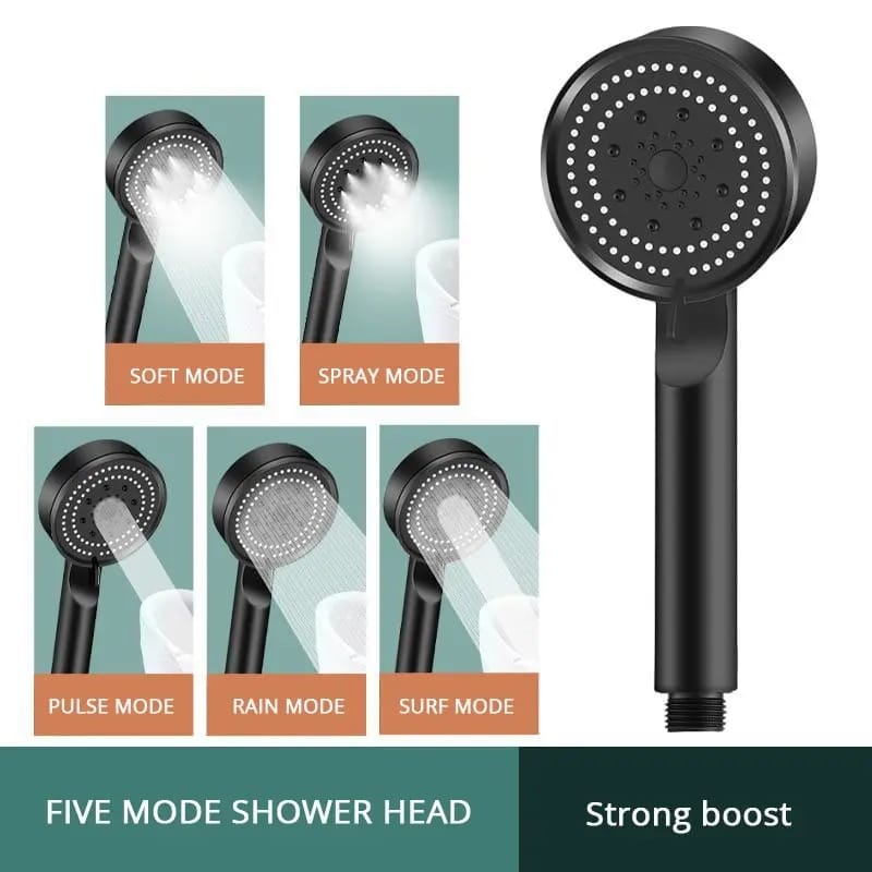 Multifunction 5 Mode Adjustable High Pressure Shower One-key Stop Water Massage Shower Head Water Saving Nozzle