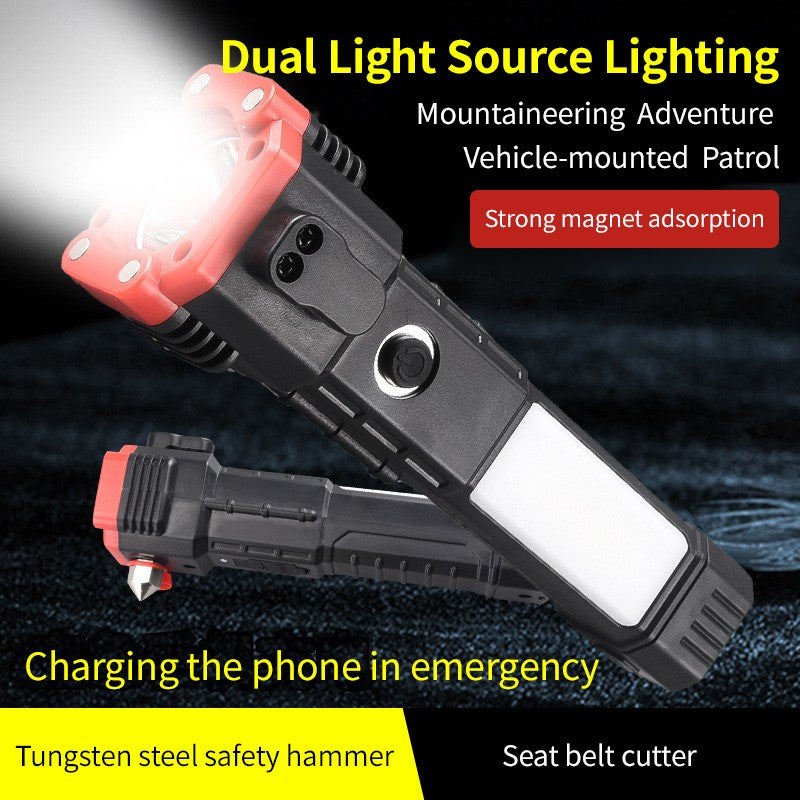 Portable USB Rechargeable LED Flashlight With Hammer Torch Waterproof