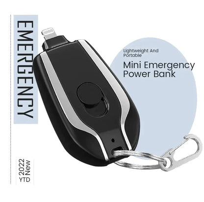 Mini Portable Emergency Charger Power Bank 1500mAh Fast Charging Keychain Typer Apple