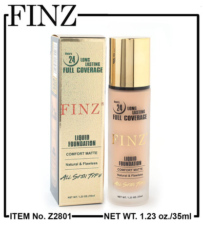FINZ 24 Hours Long Lasting Full Coverage Liquid Foundation Comfort Matte Natural And Flawless