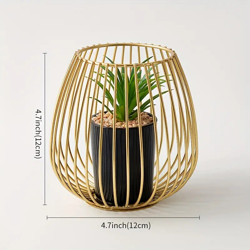Gold Metallic Nordic Mini Artificial Greenery Potted Plant Holder Stand