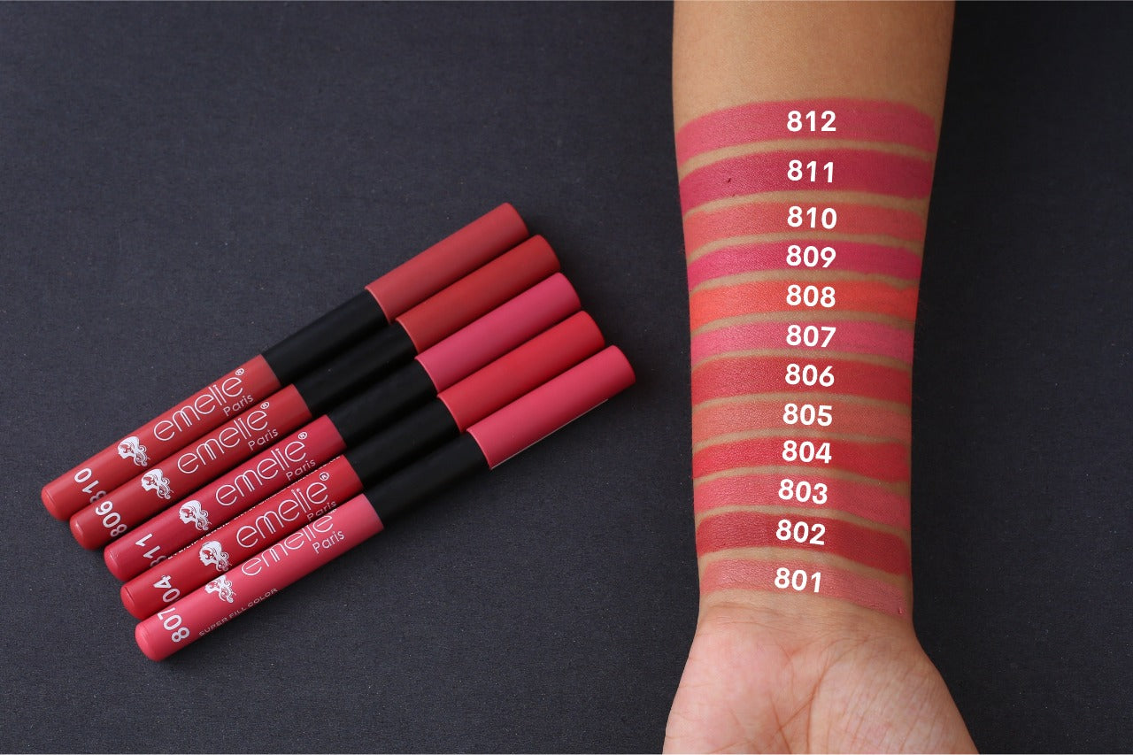 Emelie Matte Lip & Eye Pencil 12Pcs Set