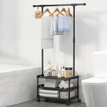 Multifunctional Cloth Hanger Rack With Wheels Storage Shelf Cloth Organizer Wardrobe