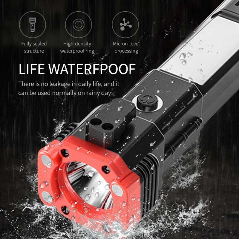 Portable USB Rechargeable LED Flashlight With Hammer Torch Waterproof