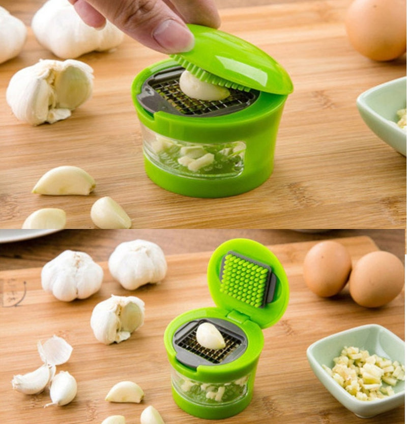 Garlic Chopper Plastic Stainless Steel Mini Garlic Press Chopper Cutter