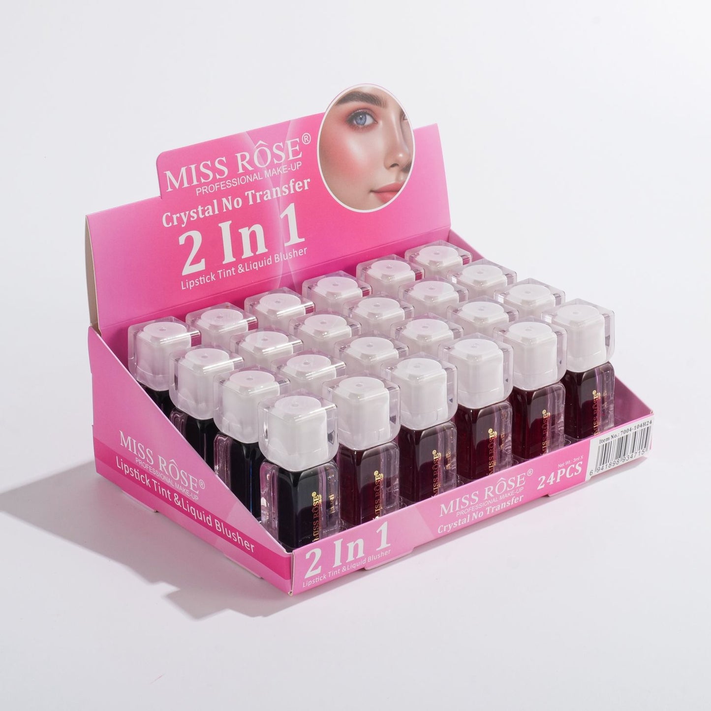 Miss Rose Crystal No Transfer 2in1 Lipstick Tint & Liquid Blusher 6pcs Set