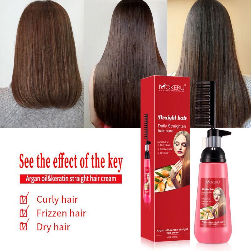 MOKERU Straight Hair Argon Oil And Keratin Cream Comb