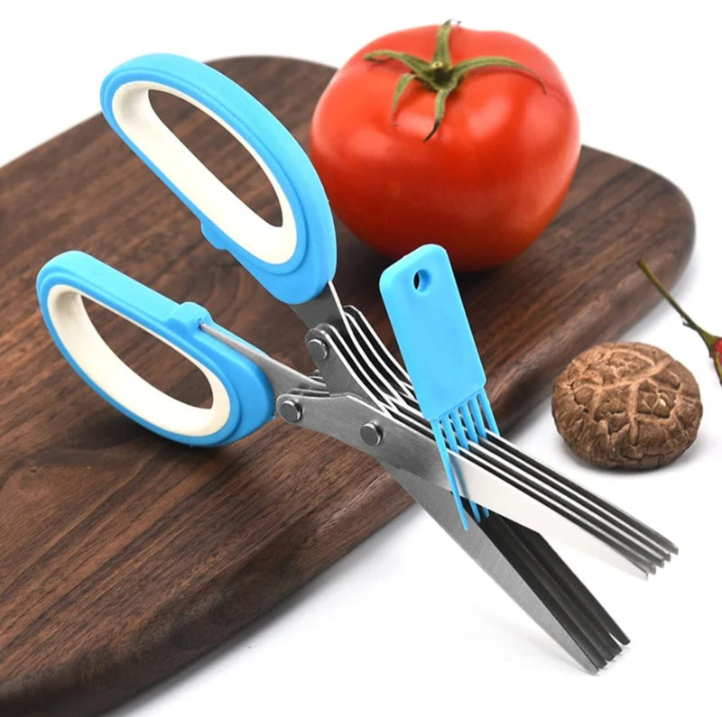 Stainless Steel Multifunction 5 Layers Vegetable & Fruit Cutting Scissors Kitchen Utensils