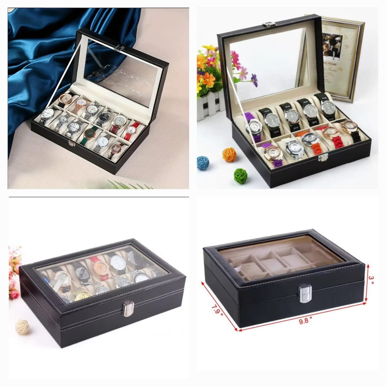 10 Slot PU Leather Watch Organizer Leather Watch Box With Lock System