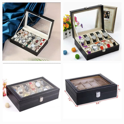 10 Slot PU Leather Watch Organizer Leather Watch Box With Lock System